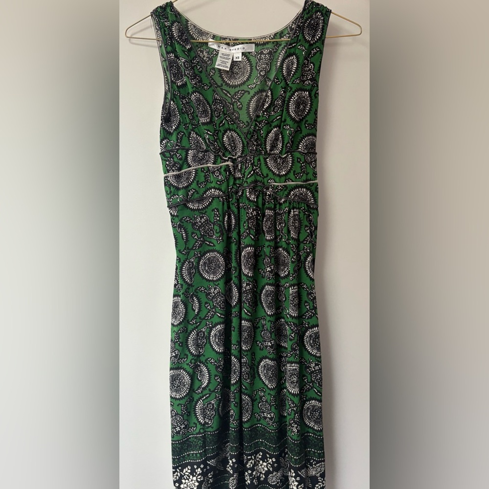 Max Studio Green and Black Patterned Maxi Dress